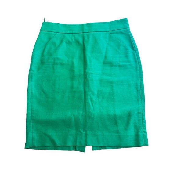 J. Crew The Pencil Skirt in Kelly Green Sz 8 w/ Pockets EUC Office Preppy Skirt - Picture 1 of 6